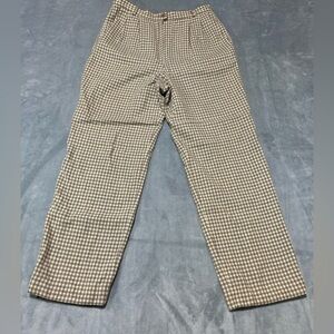 Pendleton Vintage Women’s Wool Tan/white Gingham Pants-size 10 Academia